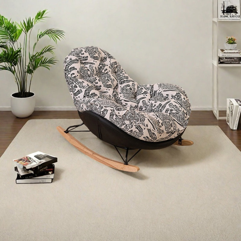 Chaise berçante ergonomique en chenille, Noir/gris