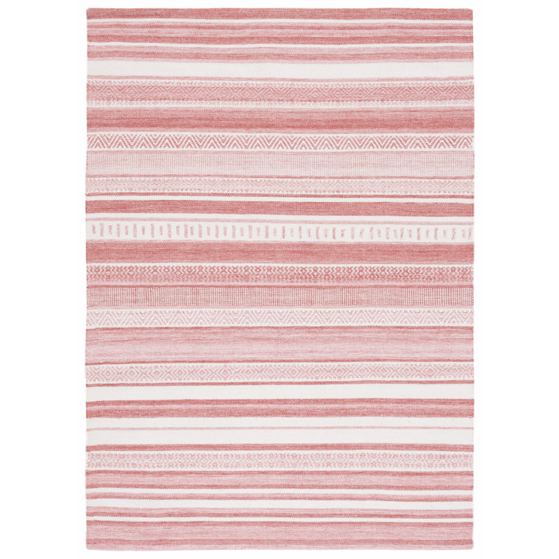 Tapis rayé en polyester fabriqué à la main Amanoa, Rectangle de 5 pi x 8 pi