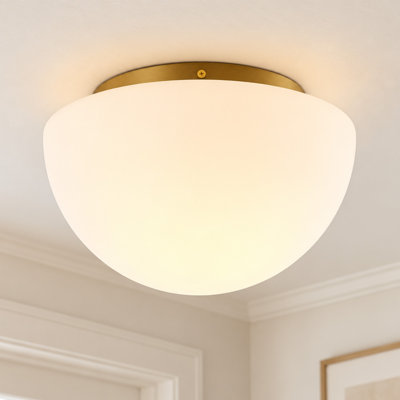 Plafonnier encastré 1 lumière en verre opale champignon