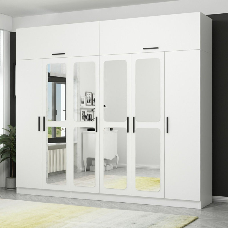 Elina 8 Door Manufactured Wood Wardrobe, 255cm H x 270cm W x 52cm D