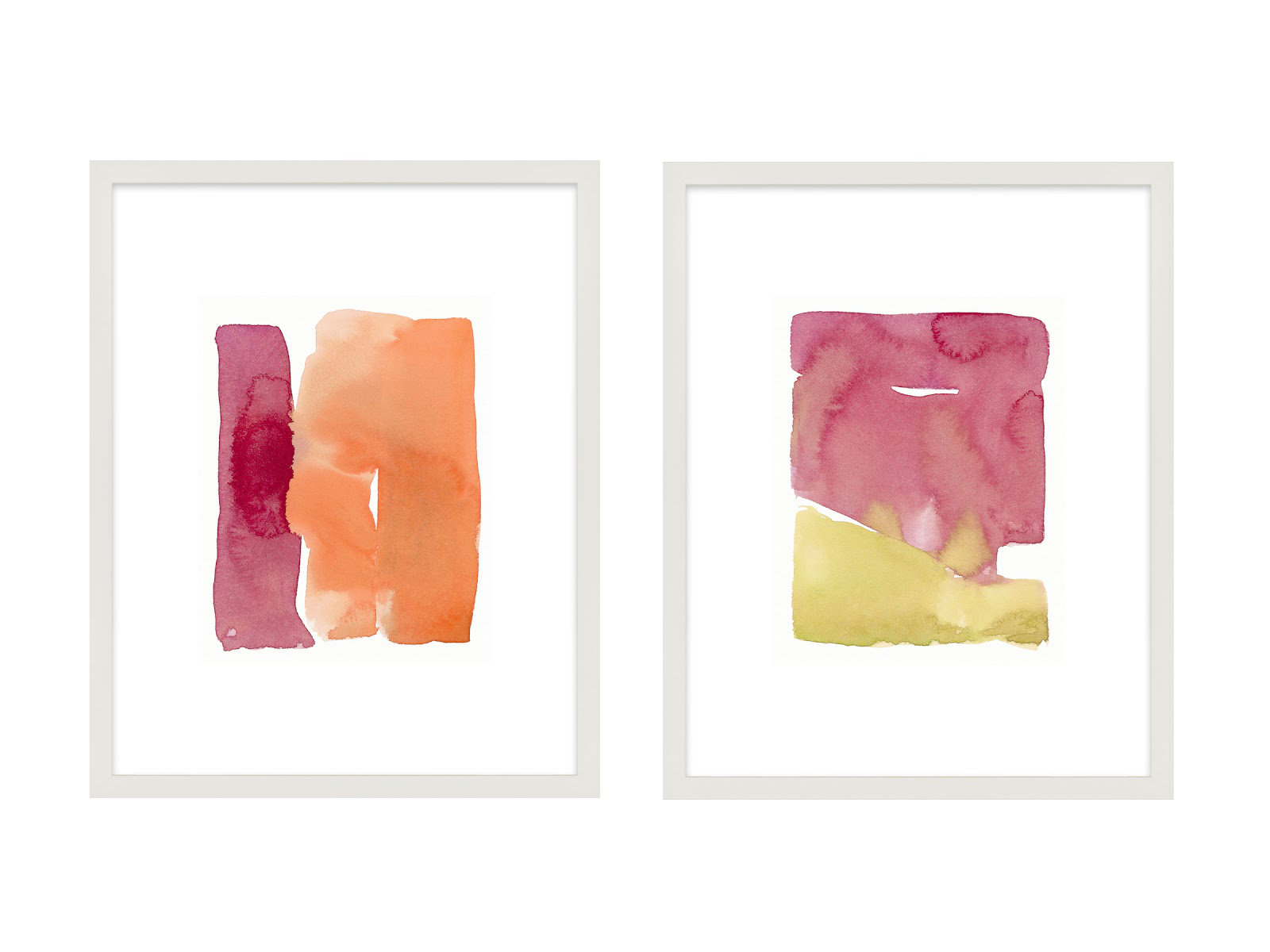 Citrus Splash 2-Piece Print Set, 50" H x 40" W, White Framed