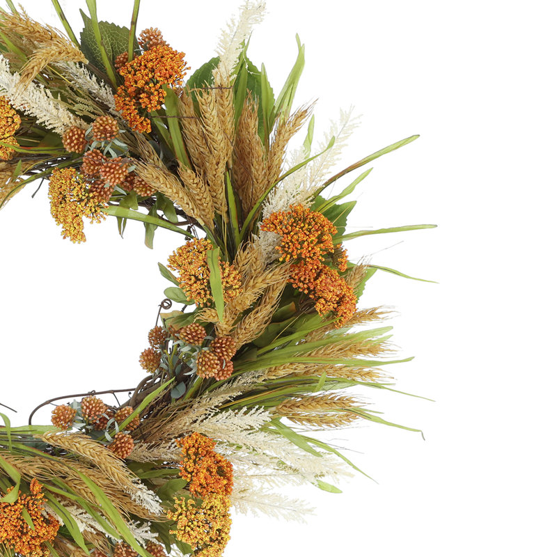 24" Wheat and Lucky Berry Fall Wreath