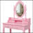 Pink Princess Vanity Desk Set with 360掳 Rotating Mirror, Cushioned Stool, and 4-Drawer Storage for Girls' Bedrooms-953876183
