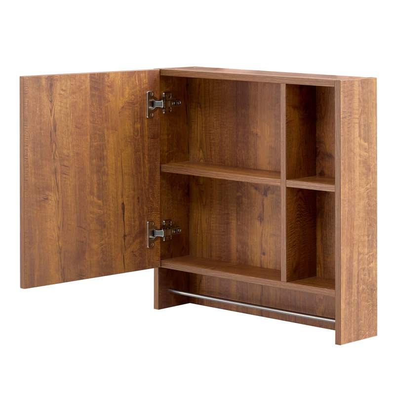 Armoire de rangement murale avec miroir, porte-serviettes et charnières silencieuses - installation facile -, idéale pour les petites salles de bain