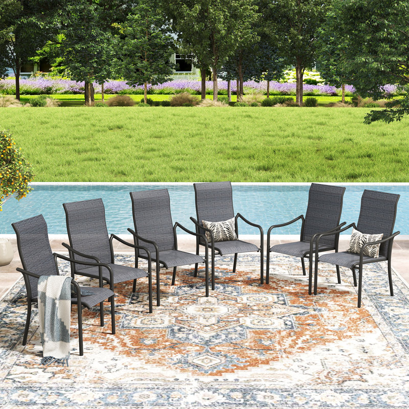 Fauteuils de salle à manger d'extérieur empilables, Gris