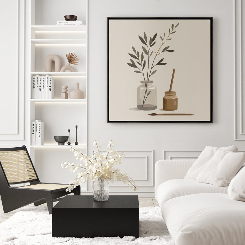 Art mural encadré abstrait rétro antique classique pour chambre à coucher, H 24 po x l 24 po, Noir