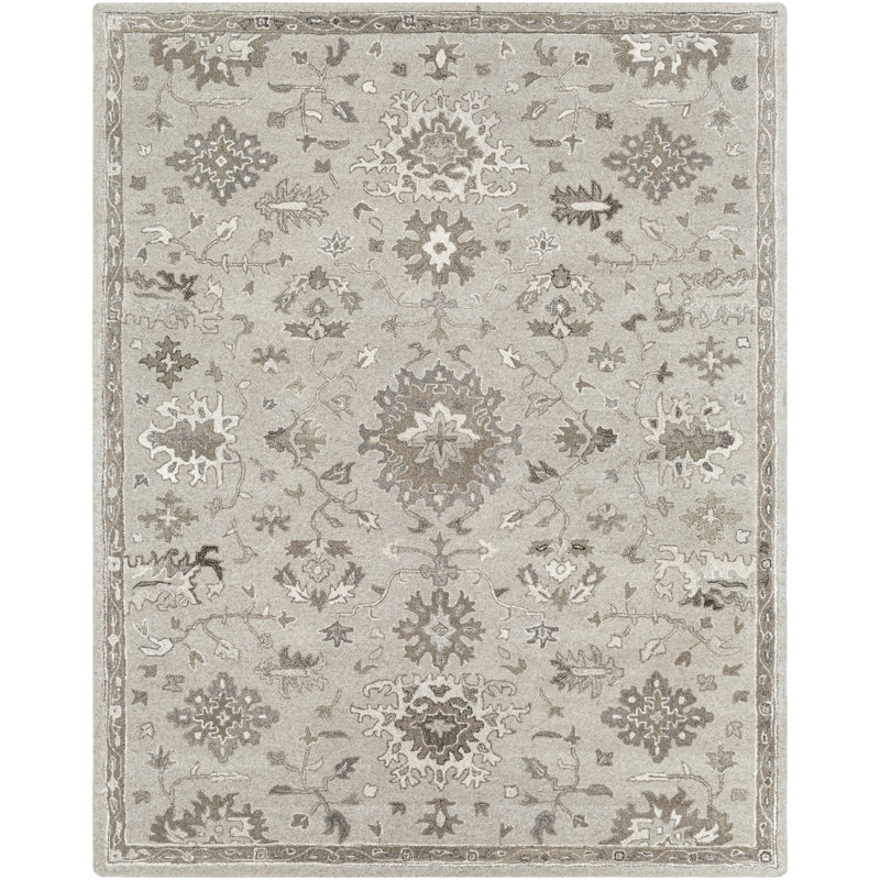Minonk Hand Tufted Wool Floral Indoor Rug, Rectangle 12' x 18'
