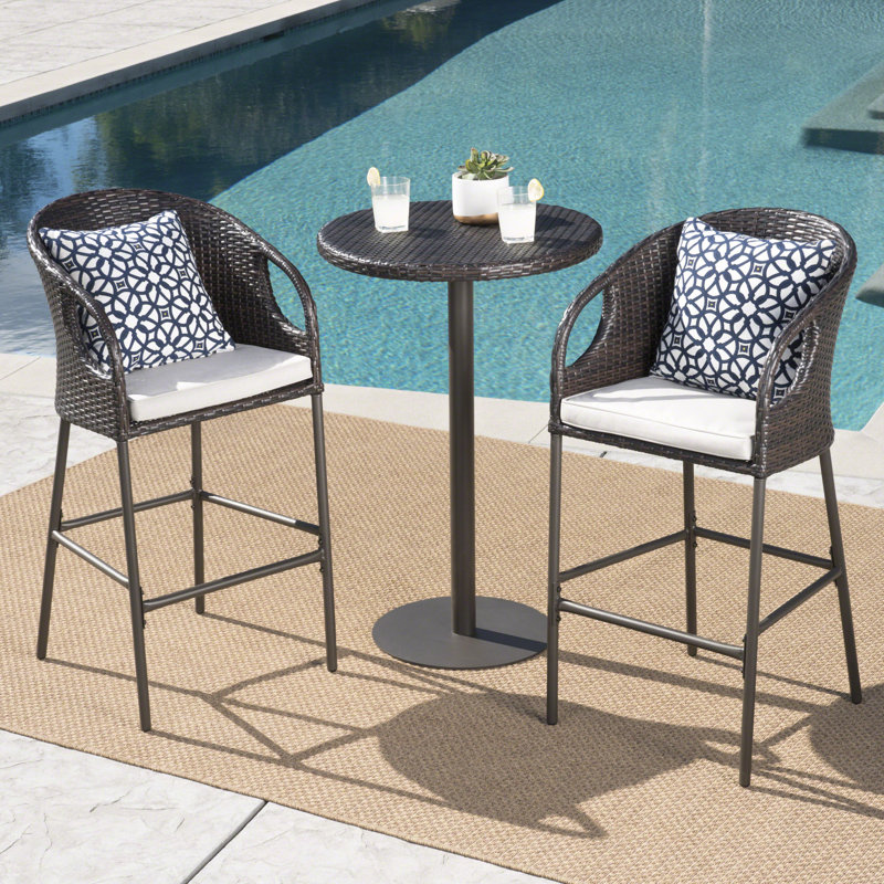 Aribert 3 Piece Bar Height Dining Set with Cushions