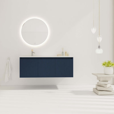 Floating Bathroom Vanity With Drop-Shaped Resin Sink