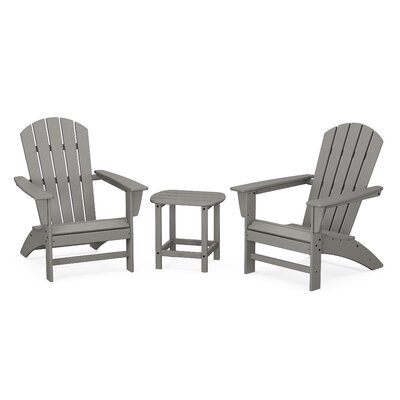 Nautical 3-Piece Adirondack Set with South Beach 18"" Side Table -  POLYWOOD®, PWS698-1-GY