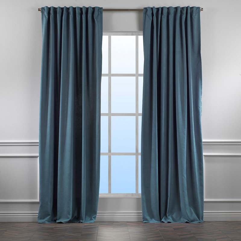 Room Darkening Single Curtain Panel, Sky Blue, 260cm Width x 245cm Drop