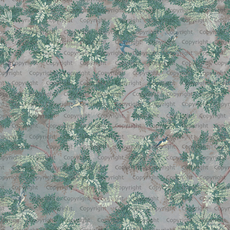 Papier peint botanique Verdant, L 110,04 po x l 204 po, Vert