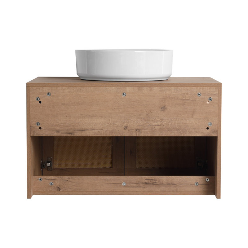 Meuble-lavabo 30 po avec lavabo d'art en céramique blanche, 2 portes à fermeture douce, fixation à flotteur