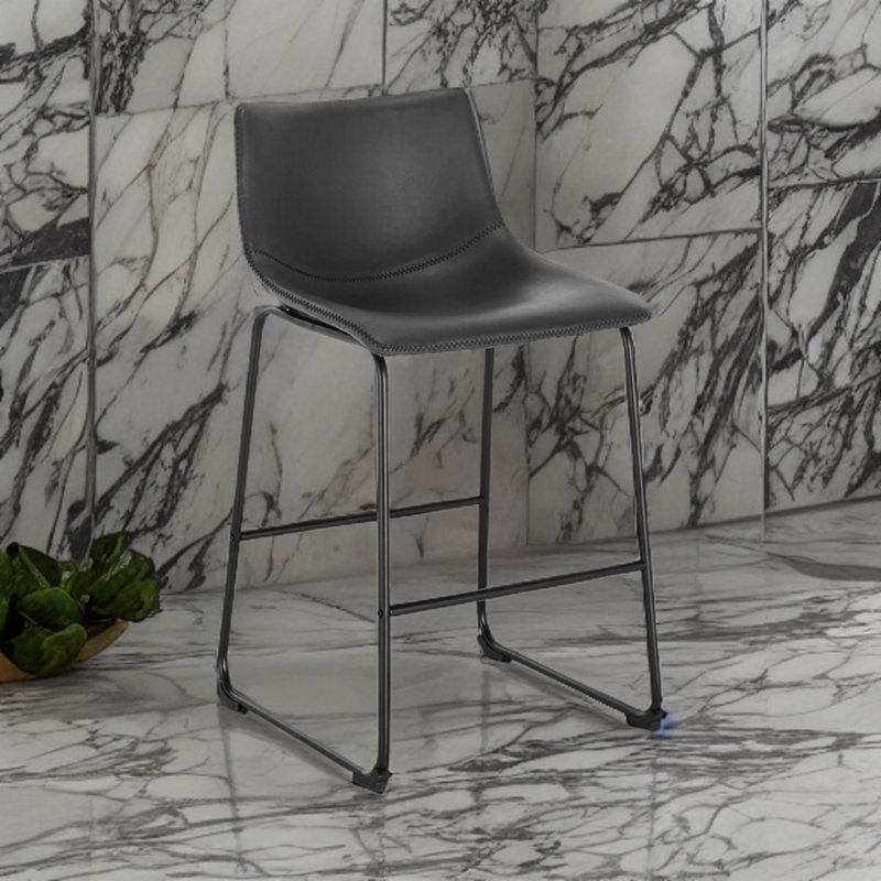 Tabouret de comptoir Niyat 26 po, Noir, Noir