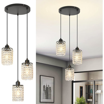 3-Light Crystal Chandelier Ceiling Light Fixture