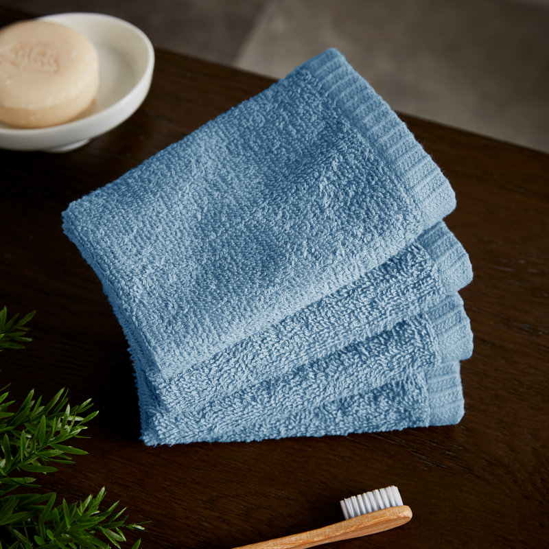 Quick Dry Cotton Face Cloth 4 Pack, Blue