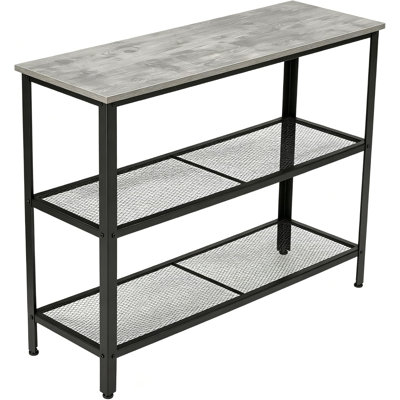 Industrial 40" Console Table for Living Room – 3-Tier Narrow Entryway Sofa Table with Storage Shelves, Rustic Wood & Metal Frame, Ideal for Hallway, F