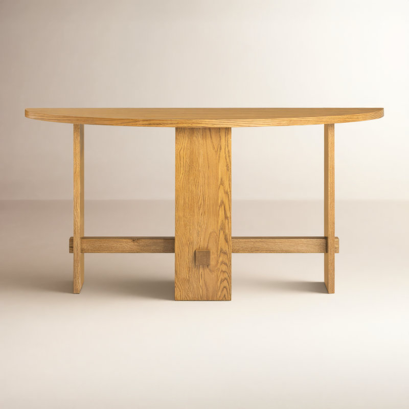Santo 60" Honey Oak Solid Wood Console Table with 3-Legged Base