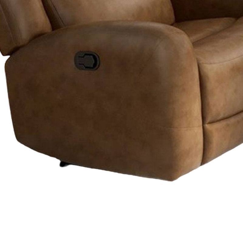 Causeuse Leos, inclinable manuellement, console centrale, 79 po, cuir brun