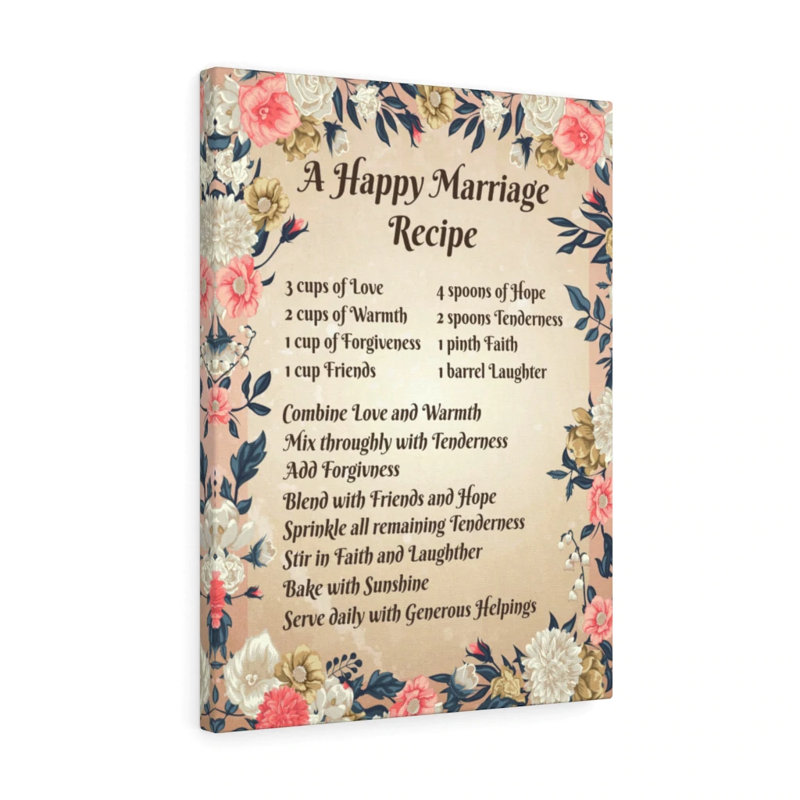 Happy Marriage Recipe - Wrapped Canvas Print, 41cm H x 30cm W