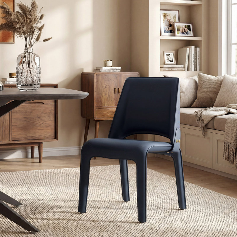 Vannes Vegan Leather Dining Chair, Black, 4, No Assembly Needed