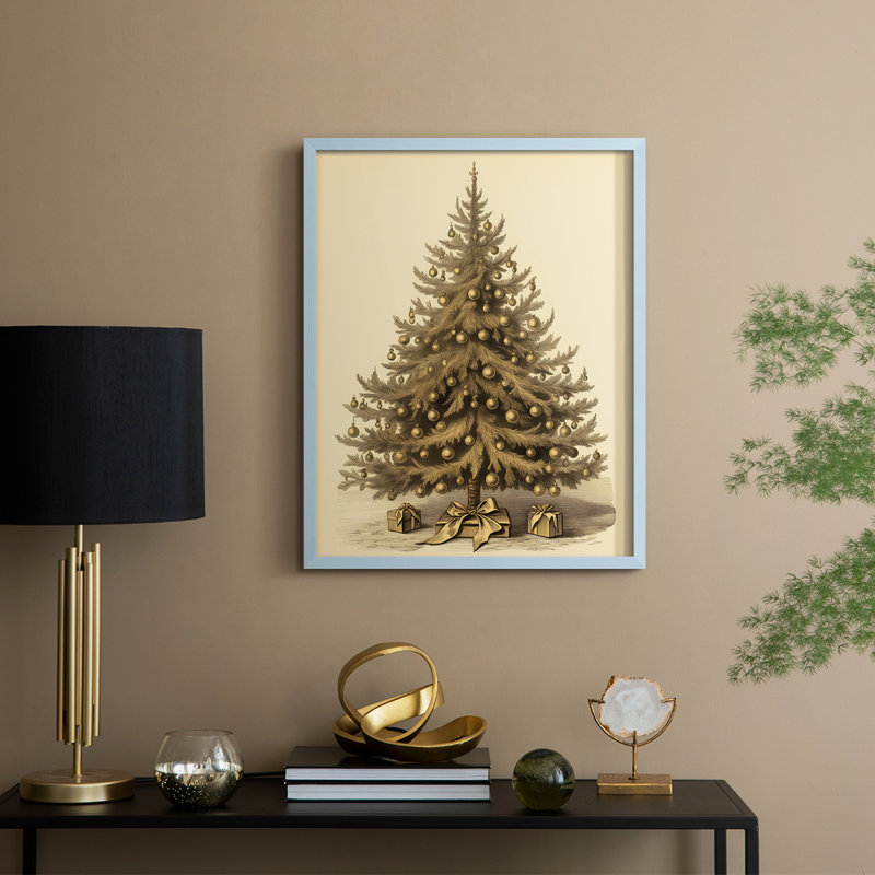 «Christmas Holiday Art CDL XXXII», reproduction d'art encadrée - bois massif, H 30 po x l 24 po, Bleu