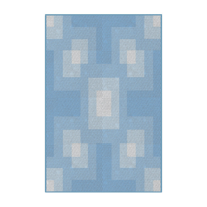 Tapis bleu à motif géométrique Tesoro, Rectangle 7 pi x 9 pi