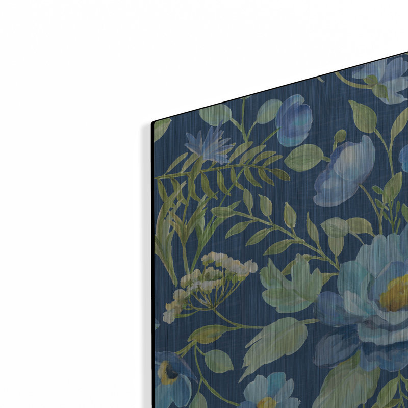  «Botanical Blue Pattern Ib» par Silvia Vassileva, art mural en métal, 24 po x 24 po, H 24 po x l 24 po