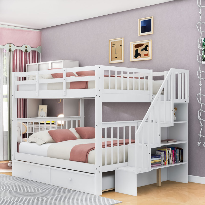 Eliga Full Over Full Standard Bunk Bed with Trundle, White