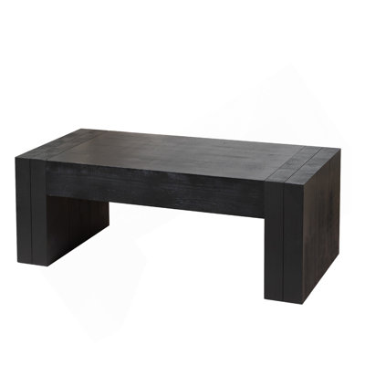 Table basse de 49 po en bois noir, table de centre en bois d'ingénierie avec finition noire, table basse moderne de style campagnard