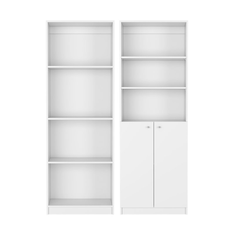 Dupree 2 Piece Home Bookcase Set, With 9 Shelves, Living Room, White