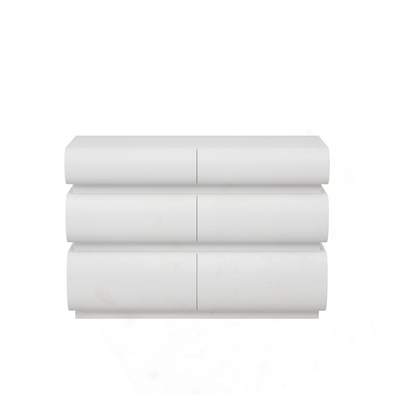 Commode 6 tiroirs pour chambre à coucher, Blanc