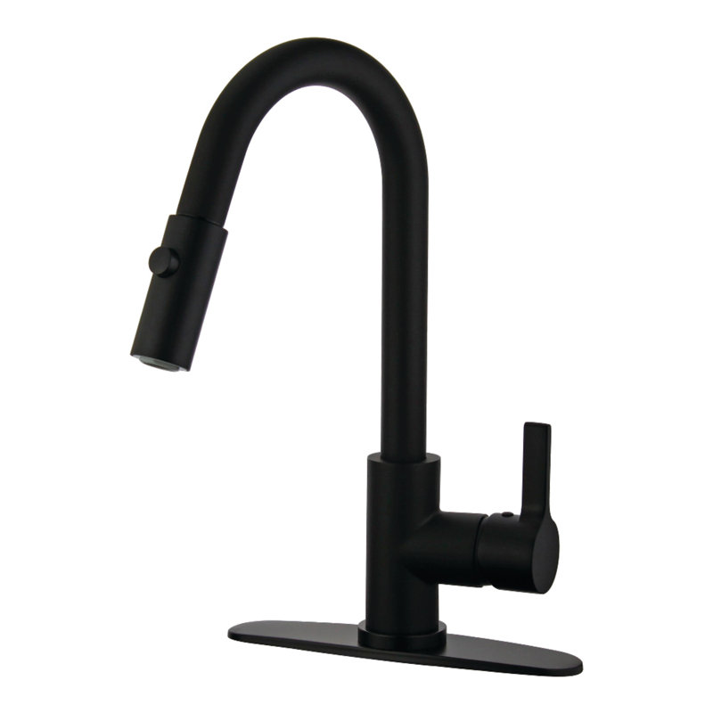 Kingston Brass Continental Single-Handle Pull-Down Kitchen Faucet, Matte Black