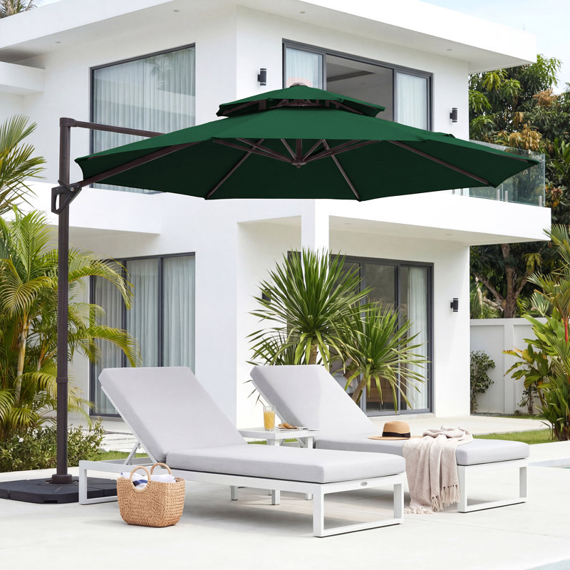 Parasol en porte-à-faux Pulk, Vert foncé, L 120 po x P 120 po