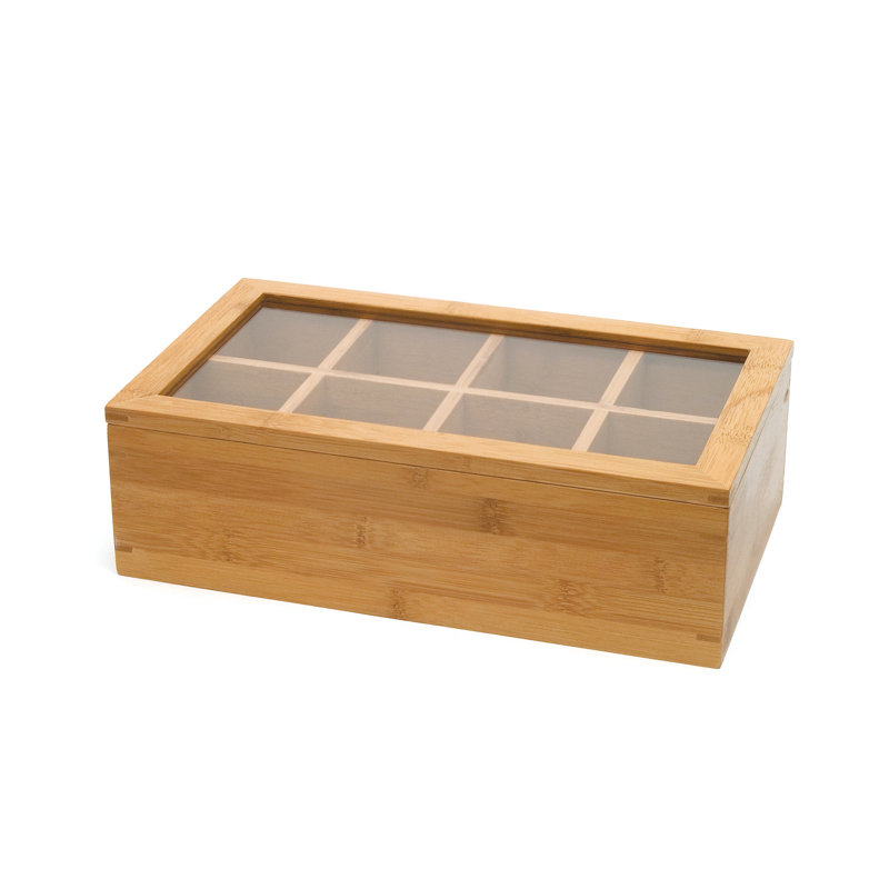 Bamboo 8-section Tea Box With Acrylic Lid