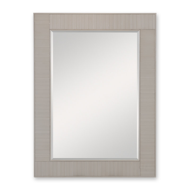 Linen Finish Reeded Wood Contemporary Wall Mirror