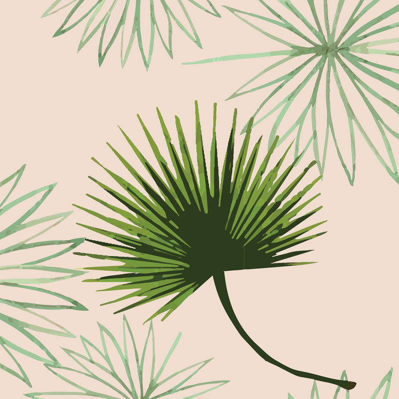 Rouleau de papier peint auto-adhésif L 10 pi x l 24 po Cabbage Palm, Rose, Non encollé, Paper