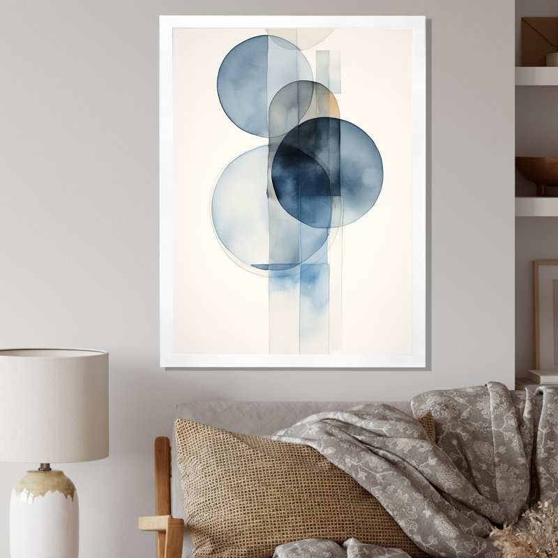 Circular Simplicity aquarelle en bleu rétro - art mural moderne sur toile géométrique, H 32 po x l 24 po x P 1 po