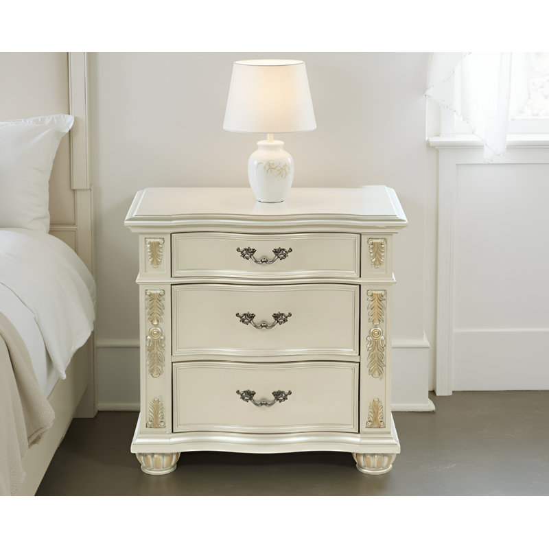 Wijchen Silver Champagne Nightstand, Silver Champagne