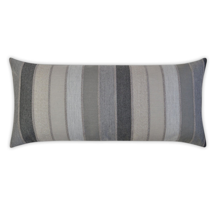 Lucy Striped Sunbrella® Outdoor Reversible Throw Pillow, Asphalt