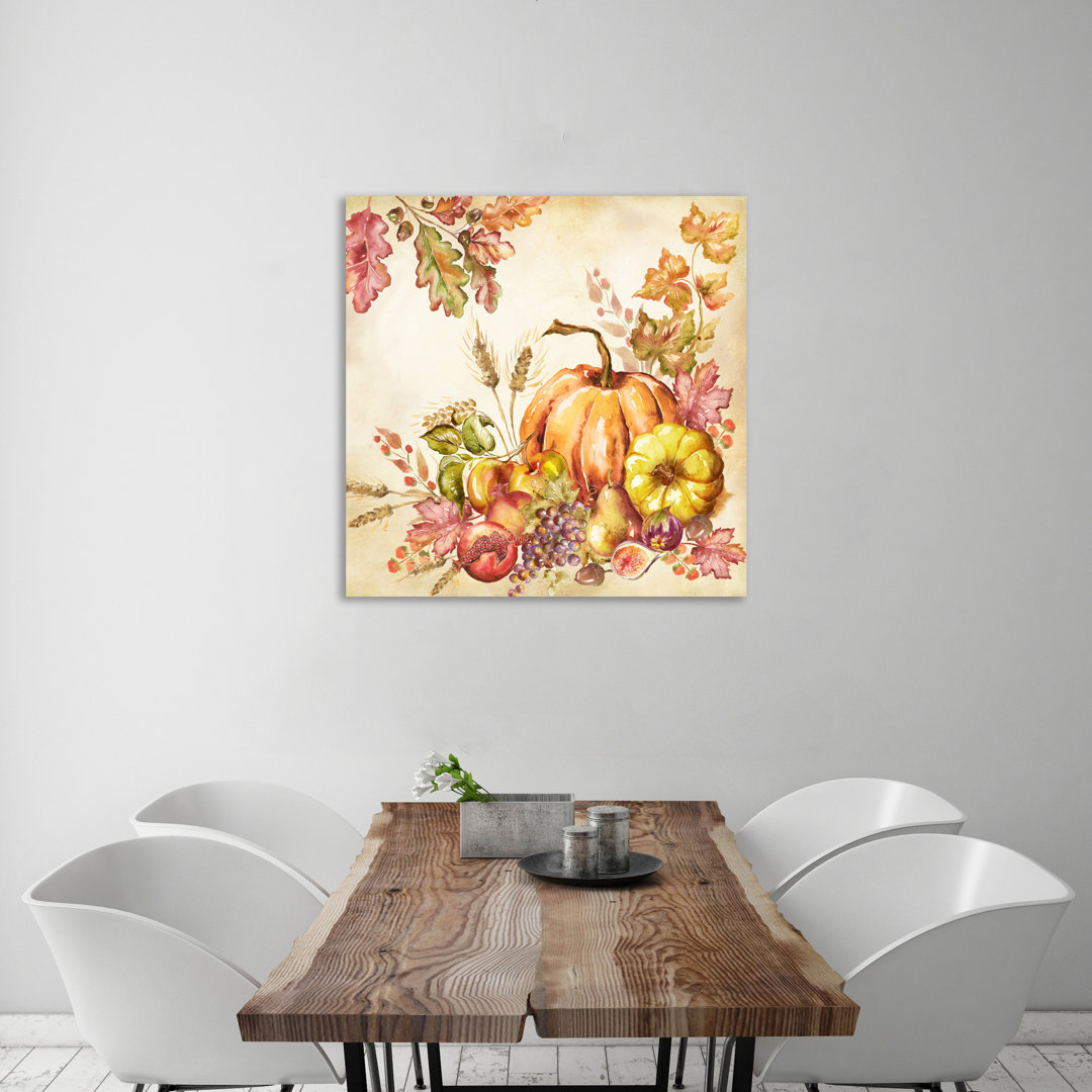 Watercolour Harvest Pumpkins - Wrapped Canvas Painting