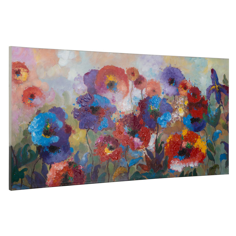 Fleur de jardin, peinture sur toile tendue