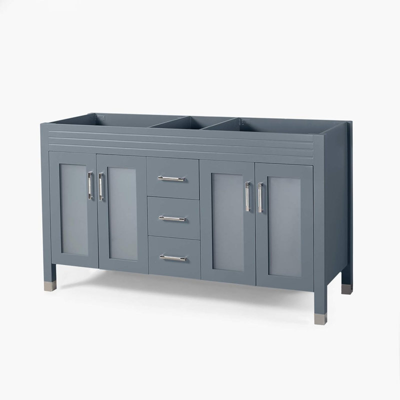 Meuble-lavabo avec cadre en bois massif, tiroirs à fermeture en douceur et grand espace de rangement