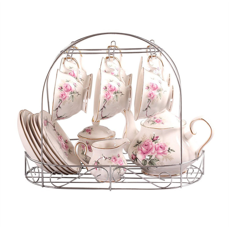 DNGJU 28oz. Floral Teapot Set