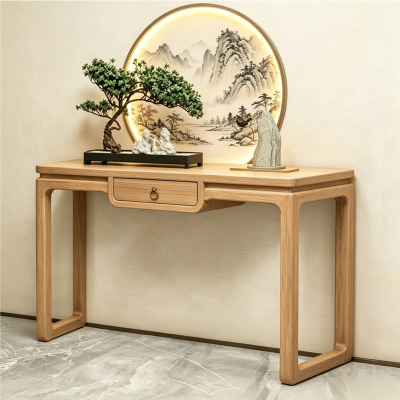 Console New-Chinese Style, 31.5" H x 39.4" W x 11.8" D, Brown, Brown, Brown
