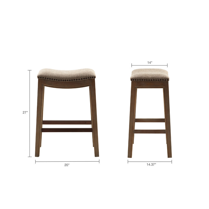 Tabouret de comptoir Saddle avec structure en bouleau récupéré et plaque distinctive, Lin lin, Brun