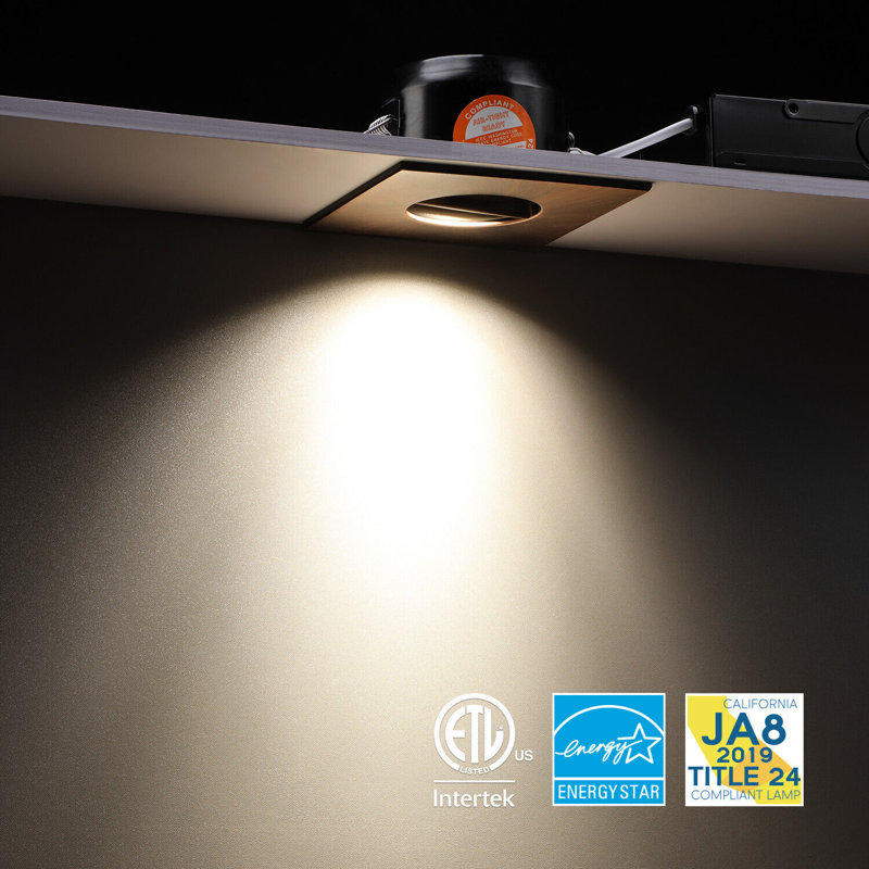Vela 3" Square Gimbal LED Recessed Light with J-Box, Adjustable Eyeball Canless Downlight, Oil Rubbed Bronze
