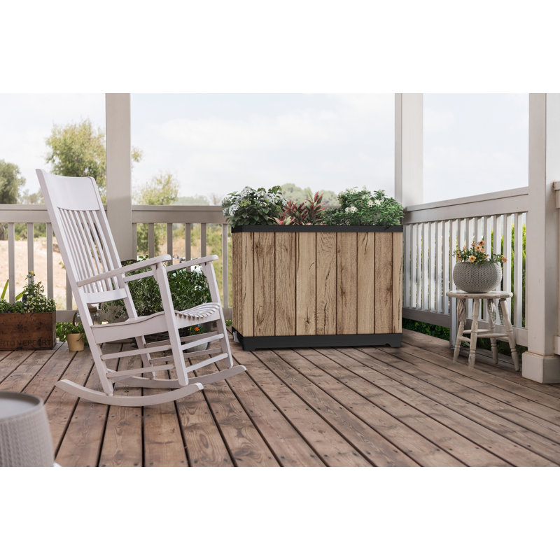 Grand pot à fleurs rectangulaire en bois de 21,7 pouces de haut Keter Signature pour pot de fleur intérieur ou extérieur, pin