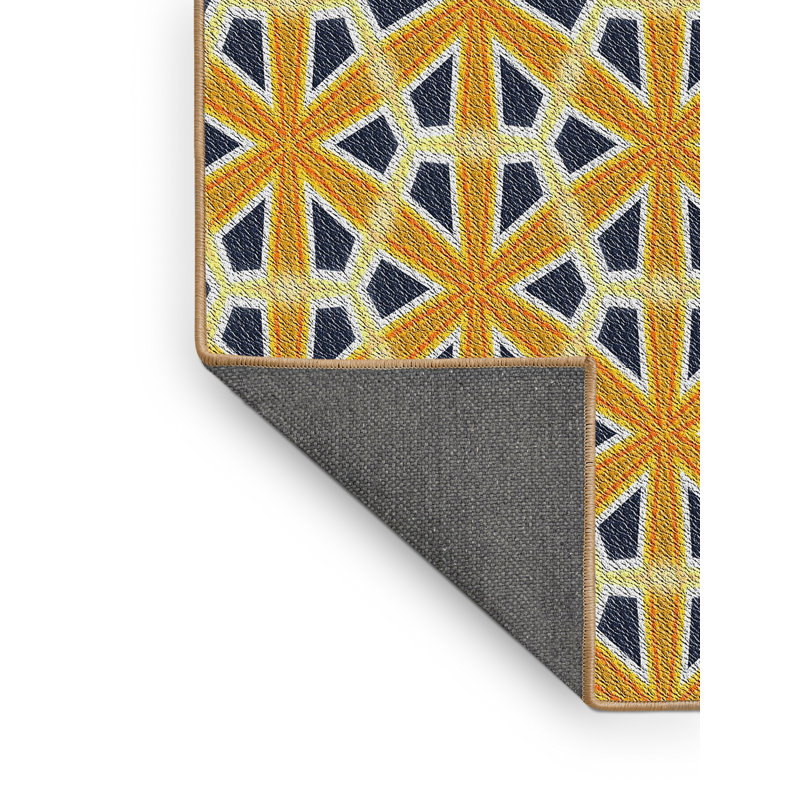 Tapis jaune/noir tissé à la machine, Rectangle 3 pi x 5 pi
