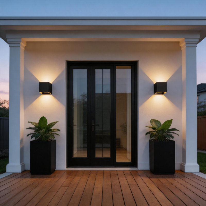Ensemble de 2 appliques murales à DEL en aluminium, lumière carrée noire moderne et étanche pour éclairage intérieur et extérieur (ensemble de 2)